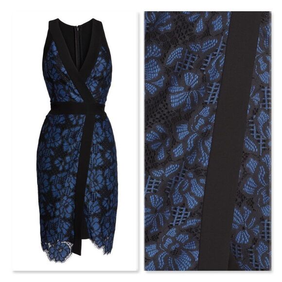 Harlyn Two-Tone Lace Surplice Cocktail Dress sz 2X - Picture 2 of 12